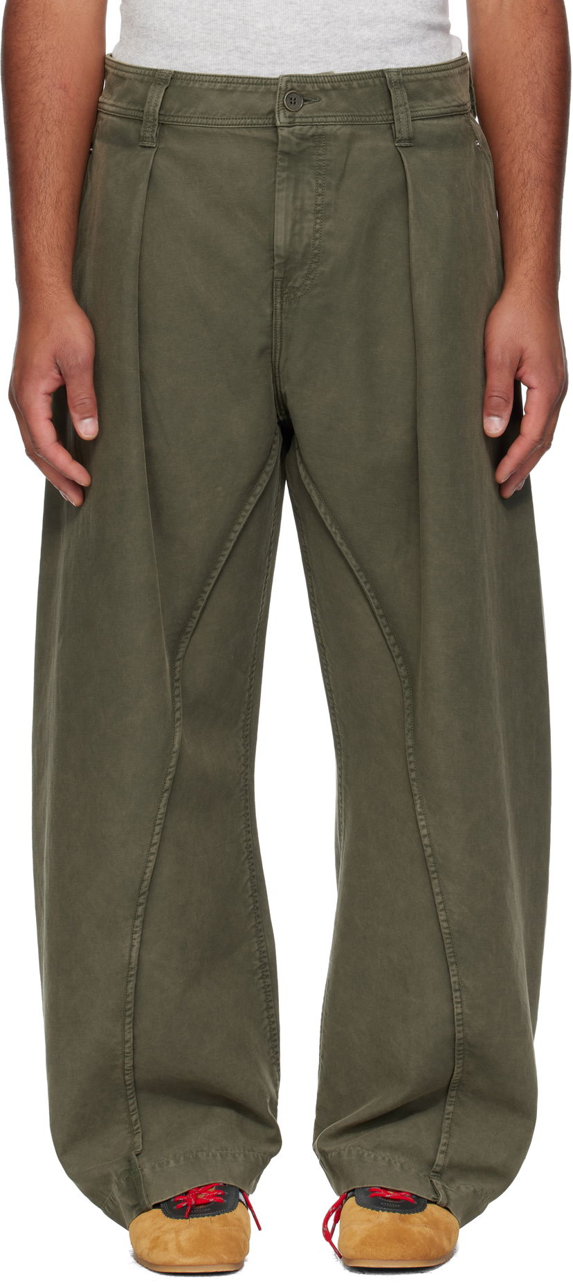 Штани JW Anderson Twisted Seam Trousers Зелений | TR0423-PG1600