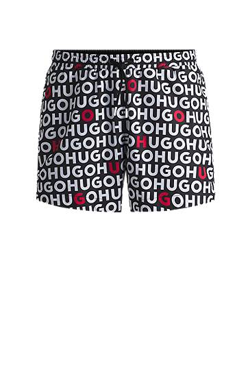 Шорти BOSS Swim Shorts with Logo Print and Drawcord чорний | 50535412