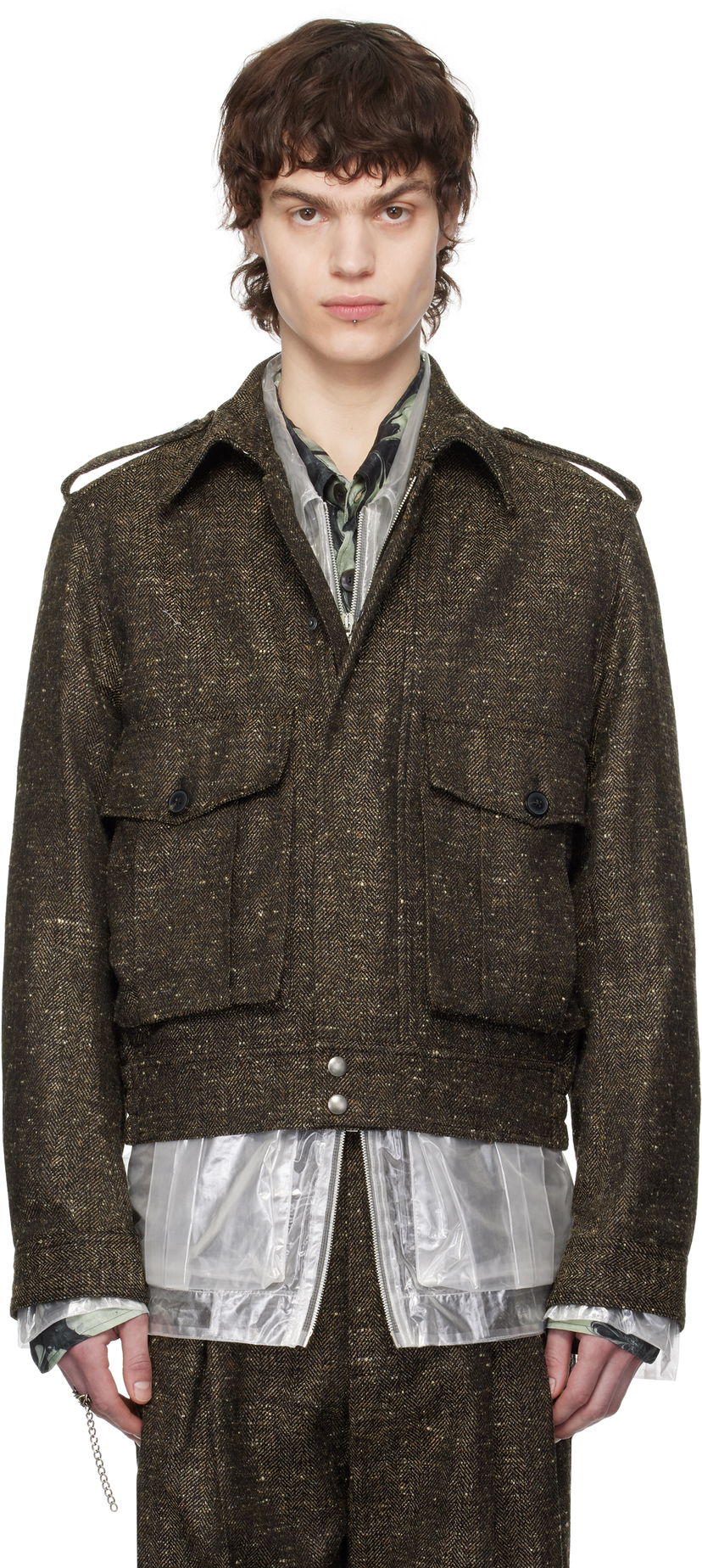 Куртка бомбер Dries Van Noten Dries Van Noten Tweed Jacket Коричневий | 251-020510-1523