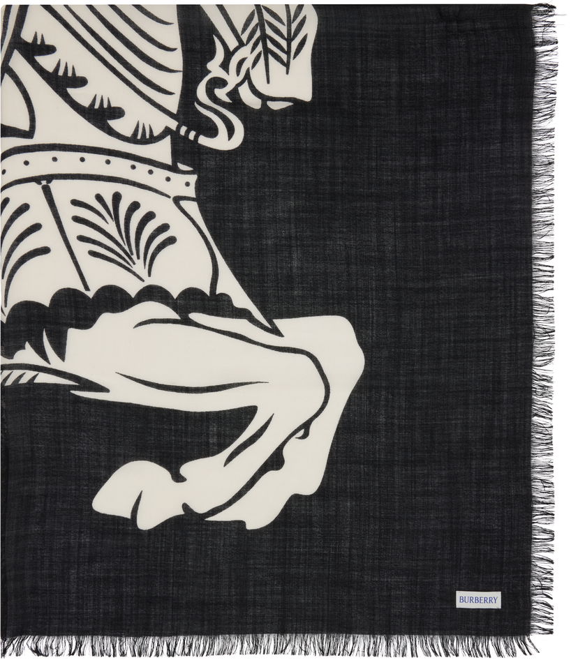 Шарф Burberry Burberry Wide EKD Wool Scarf чорний | 8113032