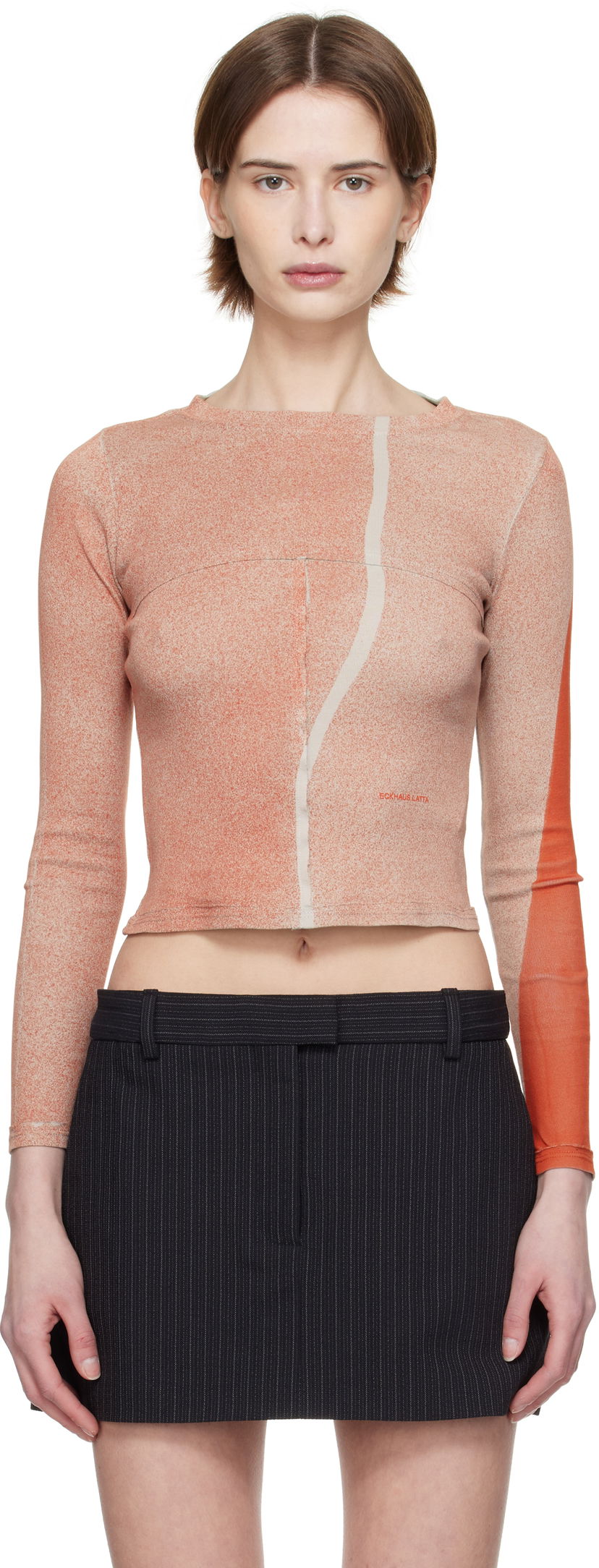 Кроп-топи Eckhaus Latta Eckhaus Latta Lapped Baby Crewneck T-shirt Помаранчевий | 9100-EL-PS25-E -