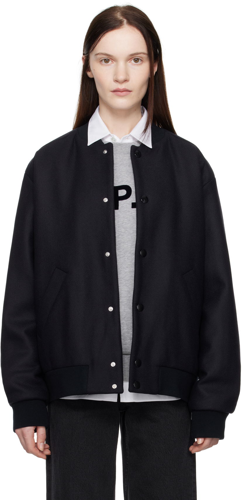 Куртка бомбер A.P.C. Wool Bomber Jacket темно-синій | WVBDE-M02974