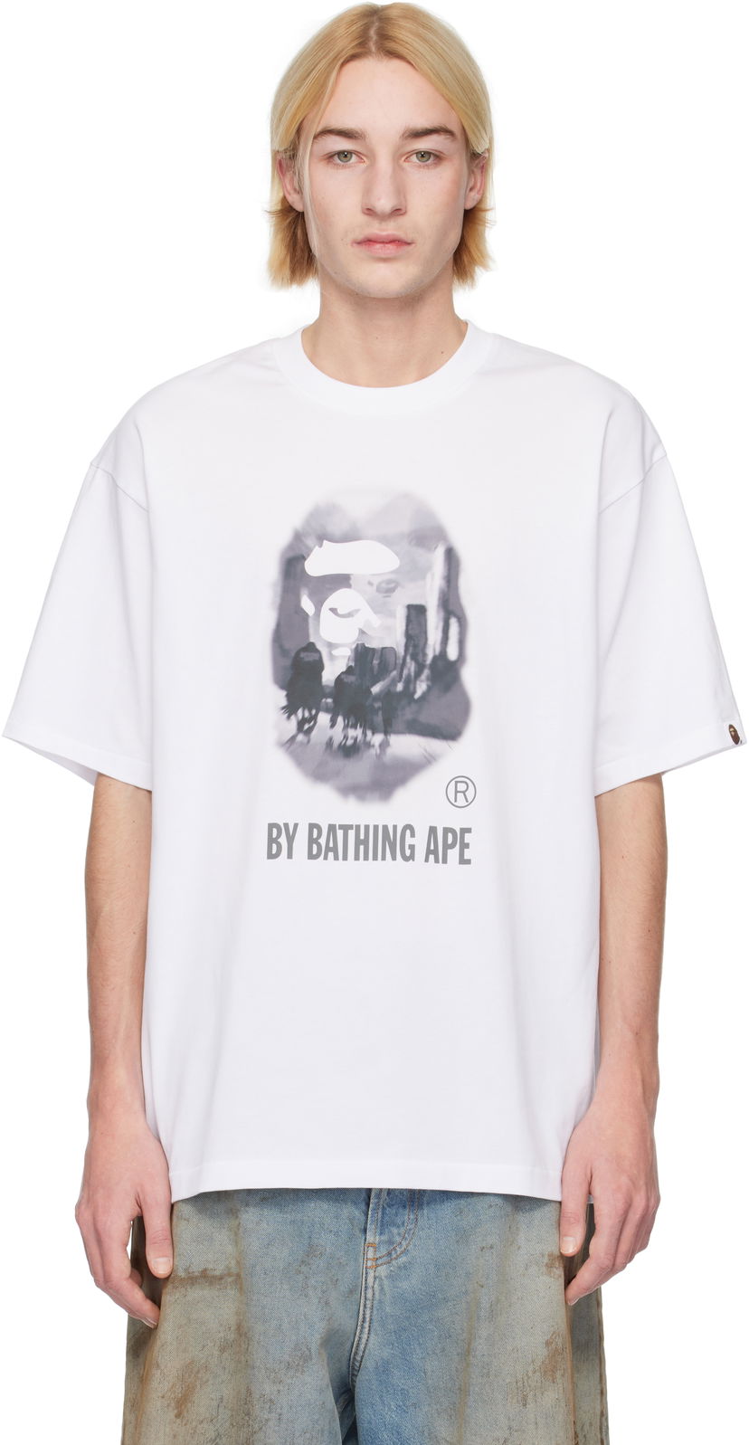 Футболка BAPE Painting Relaxed Fit Graphic T-Shirt білий | 001TEK801305M