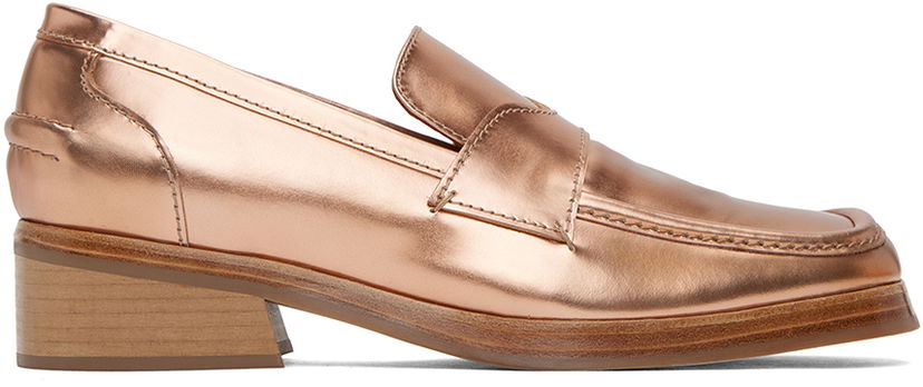 Кросівки та взуття Eckhaus Latta Eckhaus Latta Square-Toe Penny Loafers with Block Heel Металік | FEKLMLTLO06V25