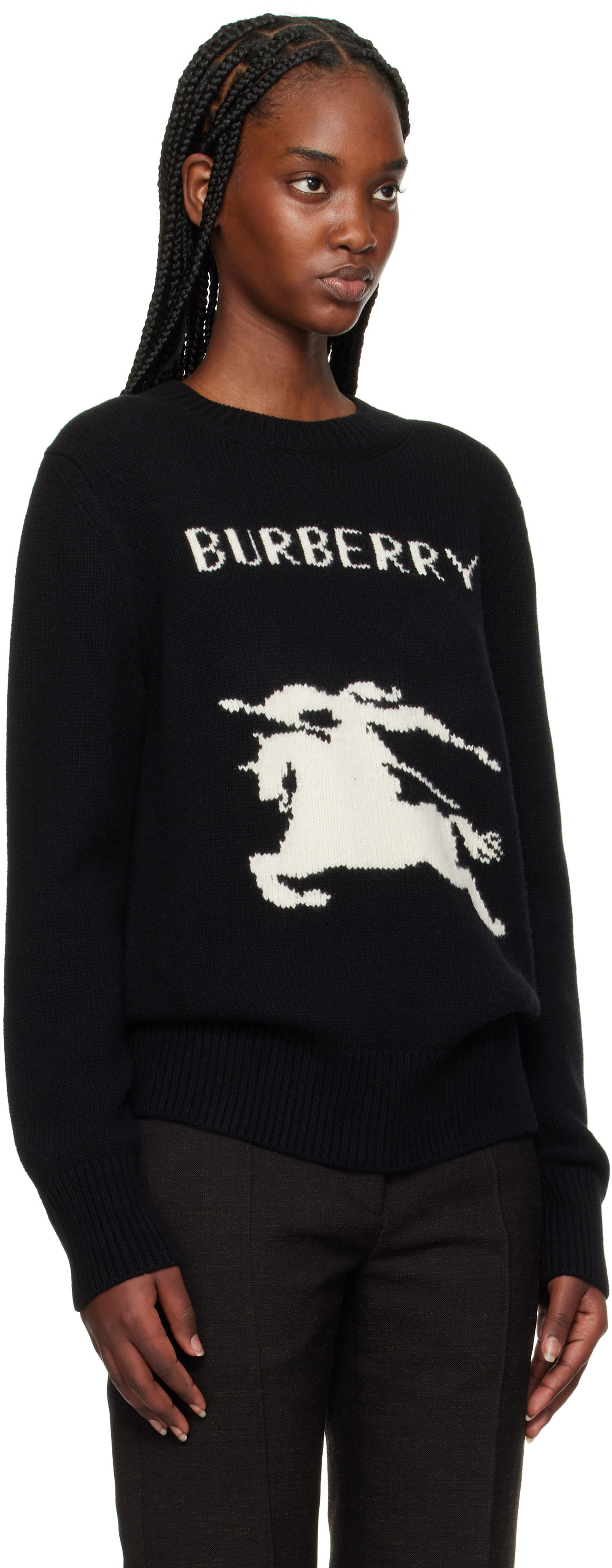 Cветр Burberry Burberry Equestrian Knight Design Wool Cashmere Sweater чорний | 8103048, 1