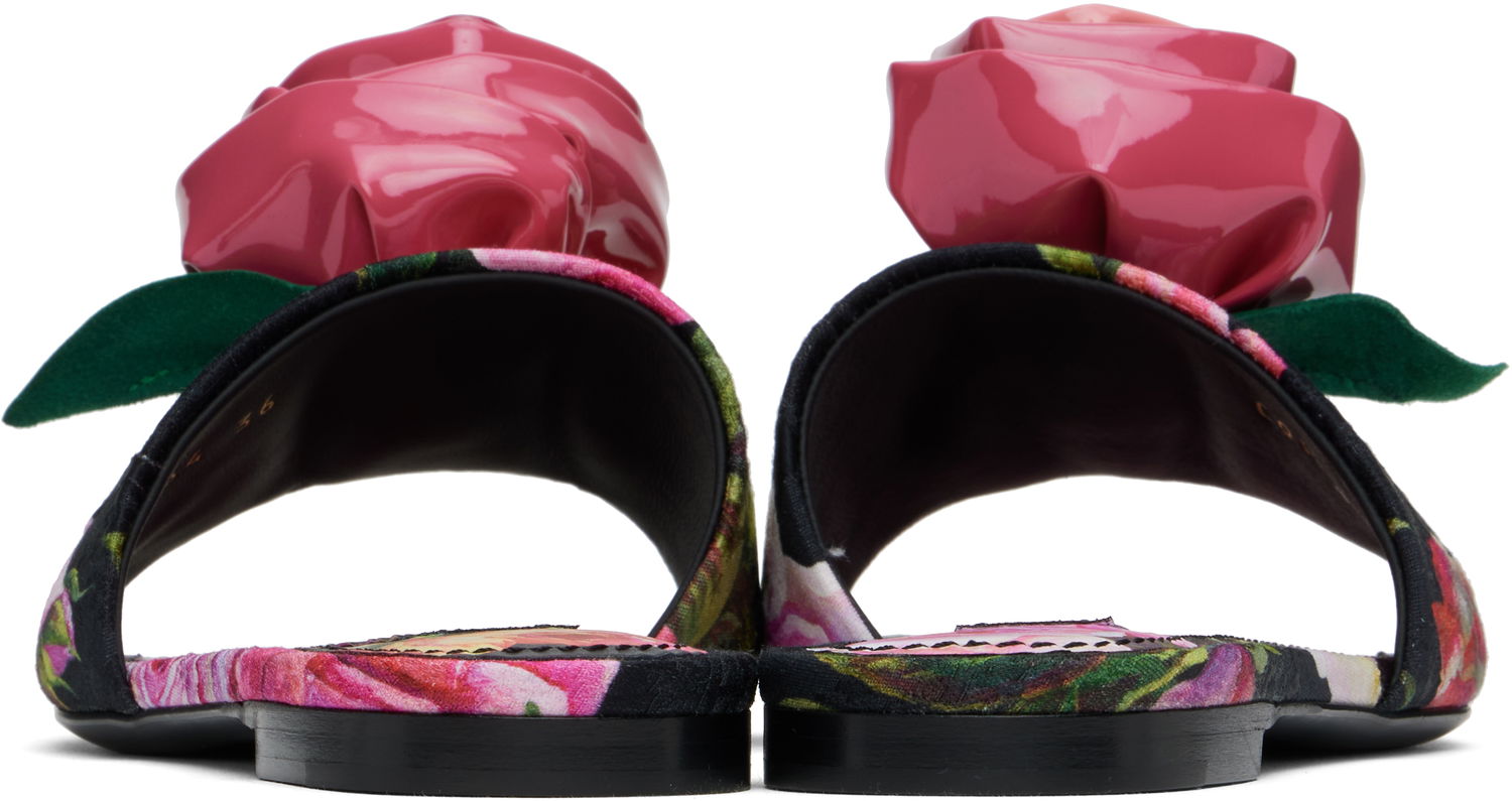 Догляд за взуттям Dolce & Gabbana Dolce&Gabbana Rose Print Brocade Slide Sandals Різнокольоровий | CQ0634 A6N91, 1
