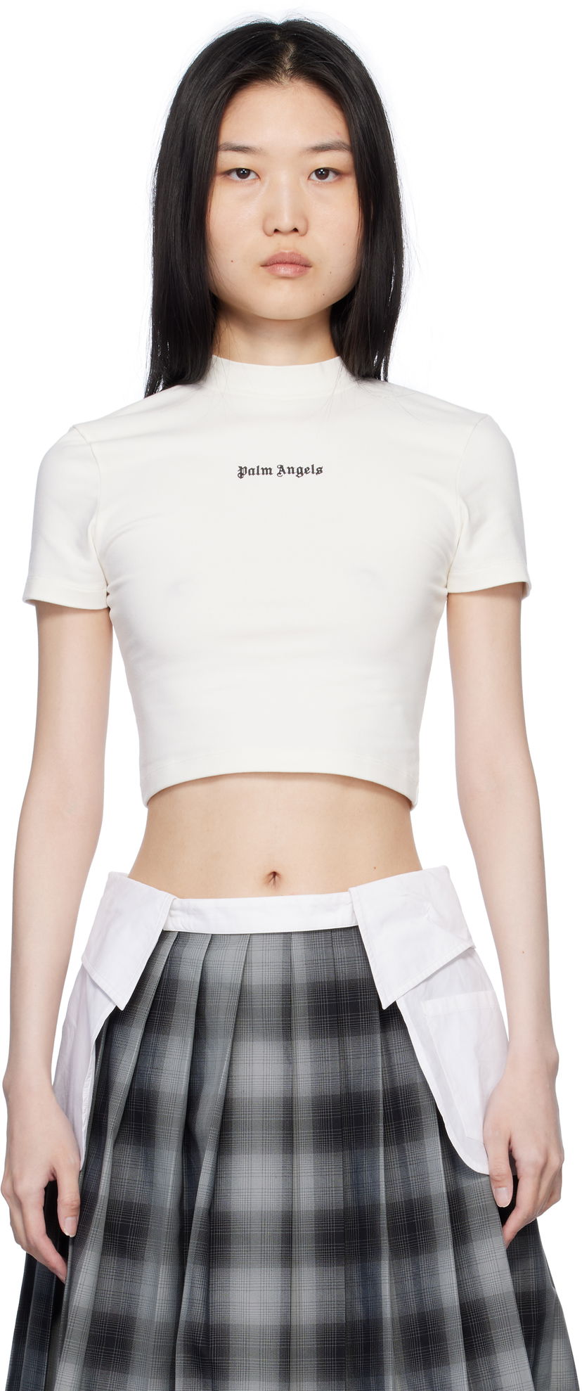 Кроп-топи Palm Angels Classic Logo Crop T-Shirt білий | PWAA074C99JER0010310