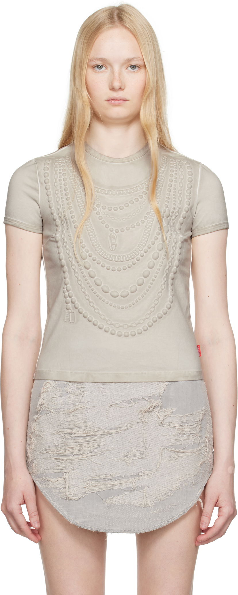 Футболка Diesel Diesel T-Nekka Necklace Graphic T-Shirt бежевий | A18231 0BLBB