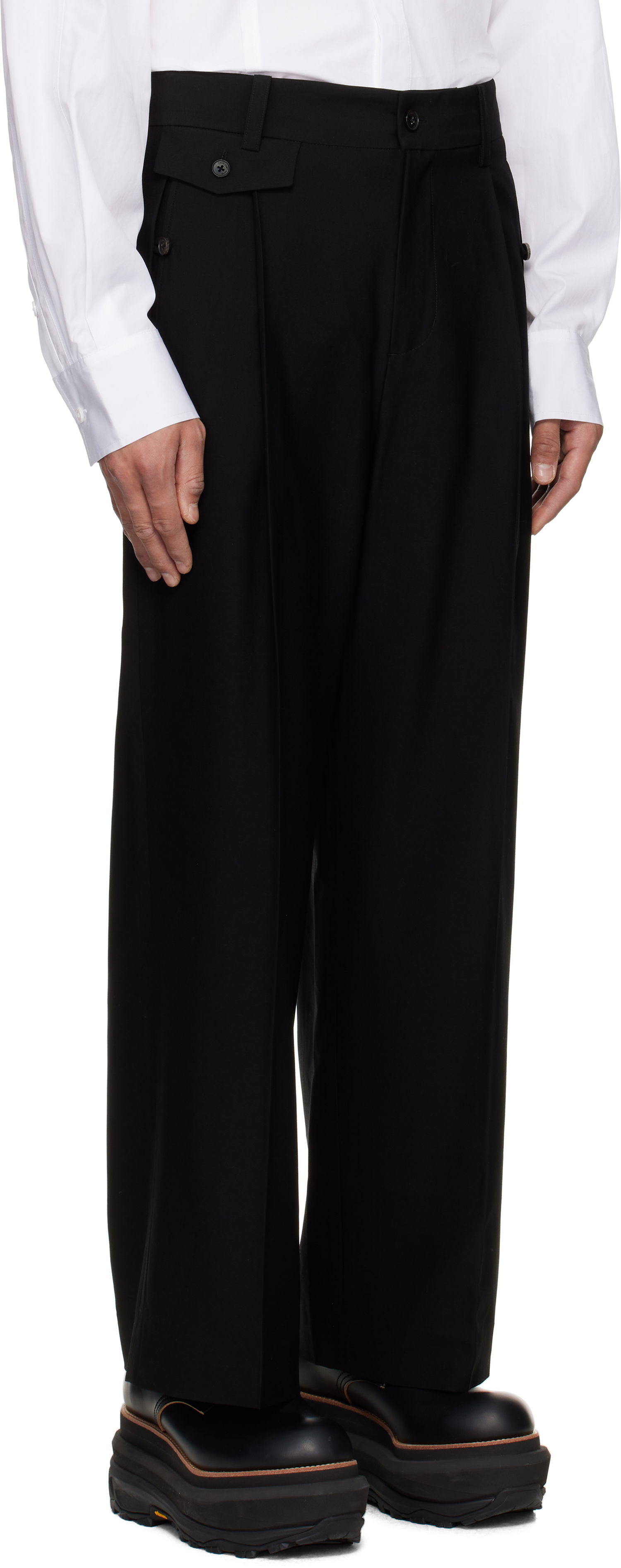 Штани Feng Chen Wang Feng Chen Wang Slashed Wide Leg Trousers чорний | FUS19TR27B, 1