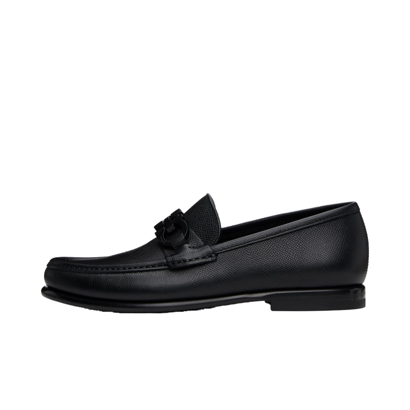 Кросівки та взуття FERRAGAMO Leather Loafers with Ornament чорний | 688525