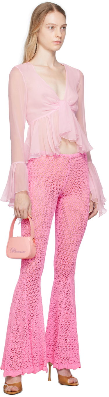 Сорочка Blumarine Blumarine Ruffled Tie-Front Blouse Рожевий | P344C005A, 3