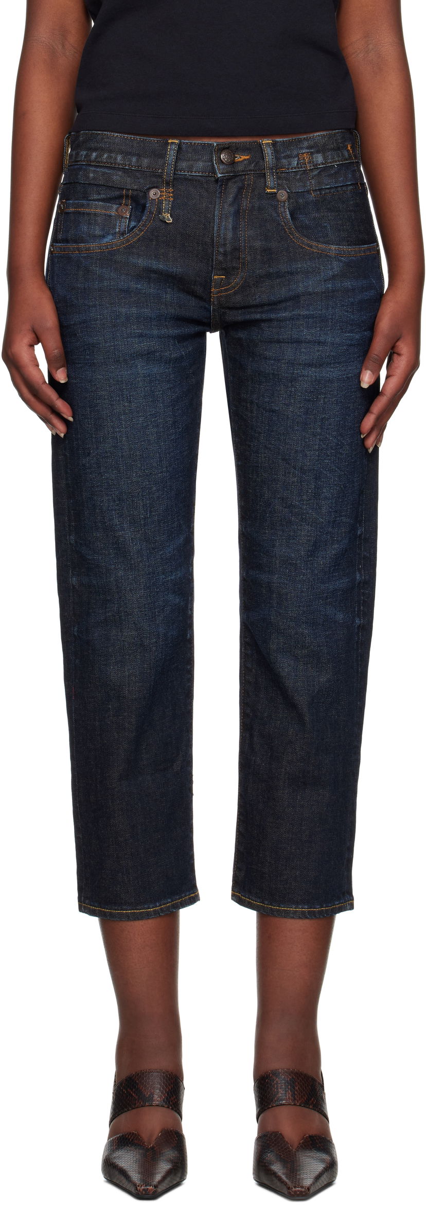 Джинси R13 R13 Boy Straight Cropped Jeans Синій | R13W0091-D099A