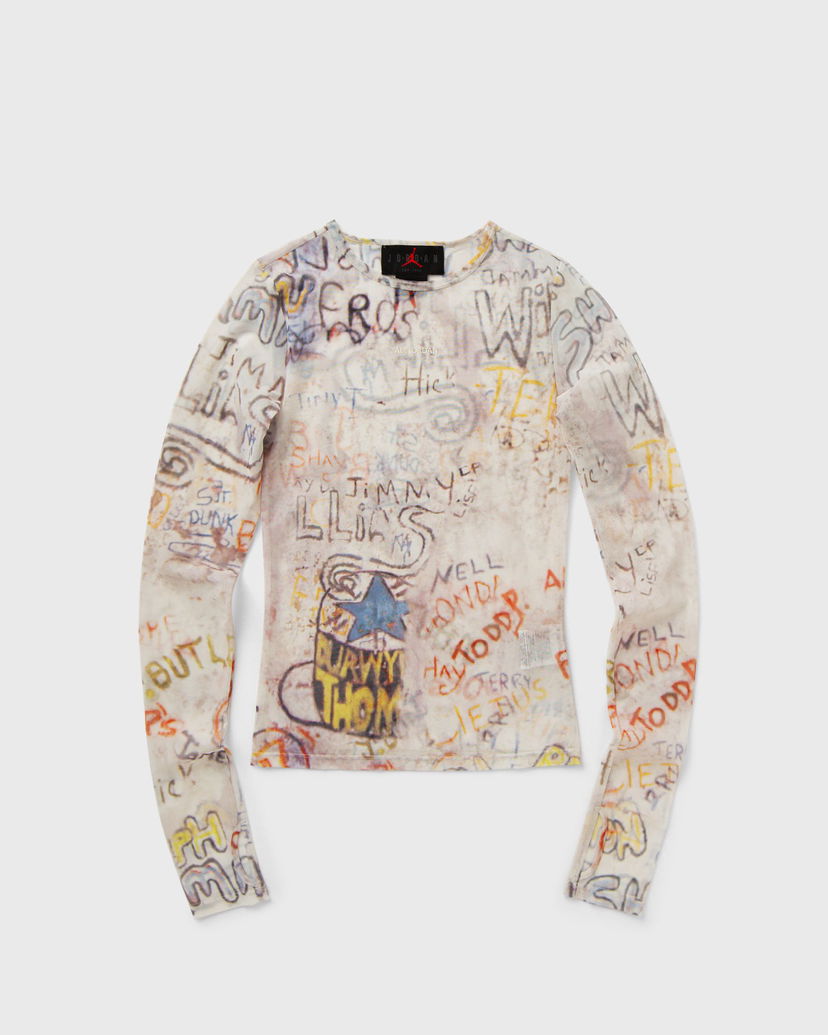Футболка Jordan Air Jordan Women's Graffiti Print Long Sleeve Top бежевий | HQ9174-133