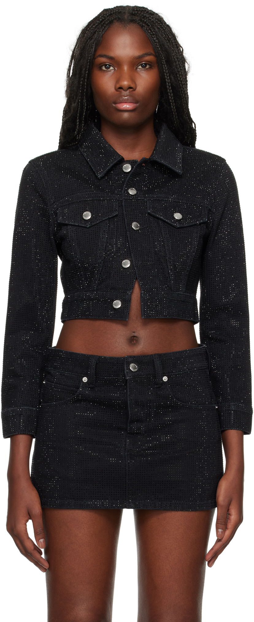 Куртка Alexander Wang Cropped Denim Jacket чорний | 1WC4242430