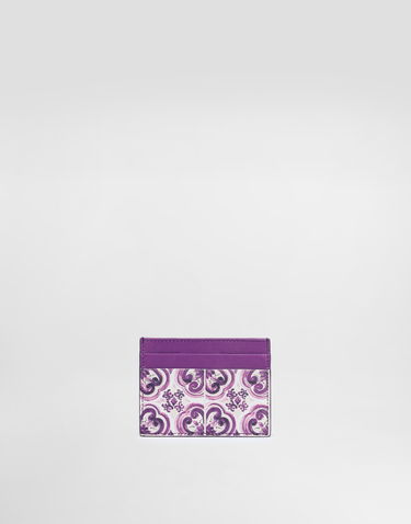 Гаманець Dolce & Gabbana Dolce & Gabbana Calfskin Card Holder with Majolica Print Фіолетовий | BI0330AO026I03TN, 2