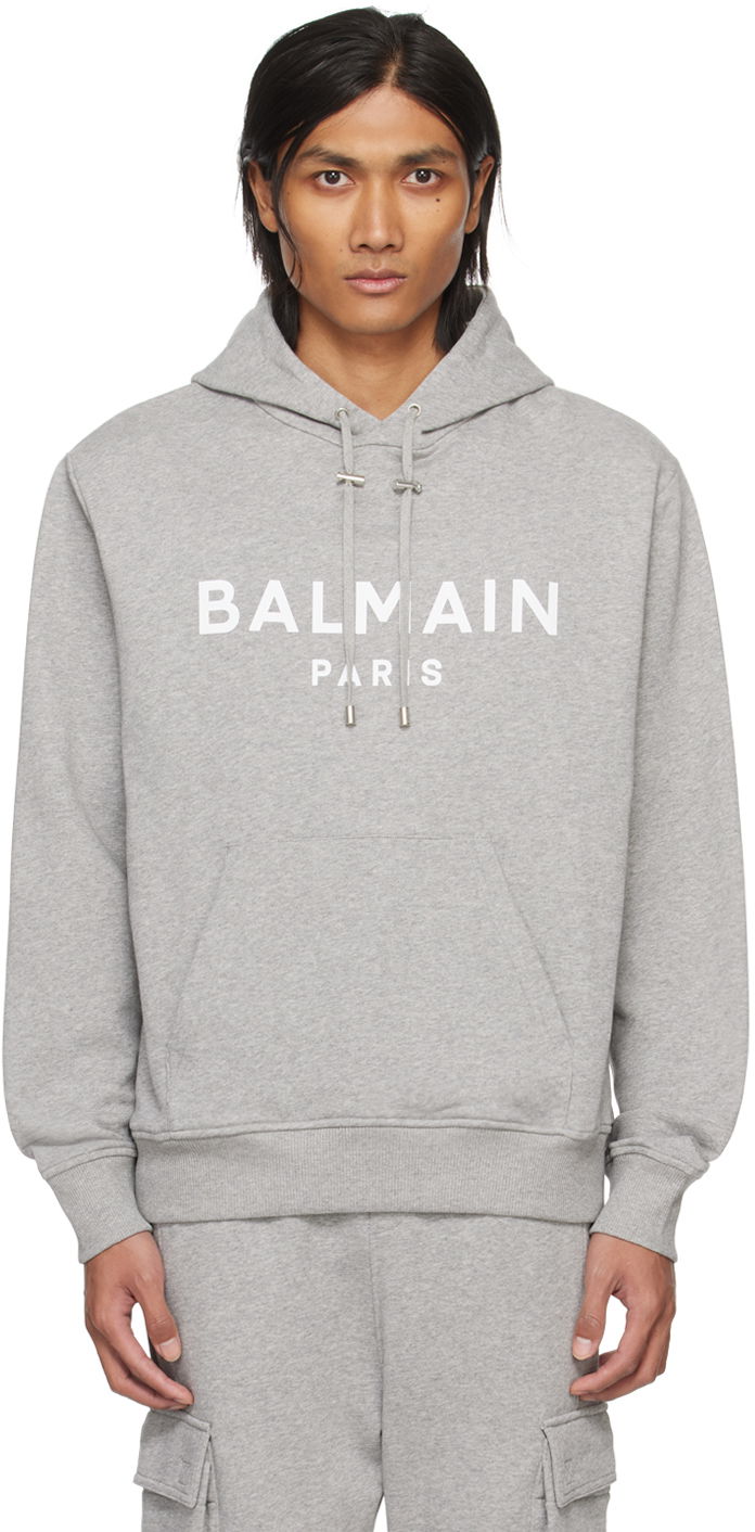 Світшоти Balmain Printed Hoodie Сірий | CH1JR002BB65