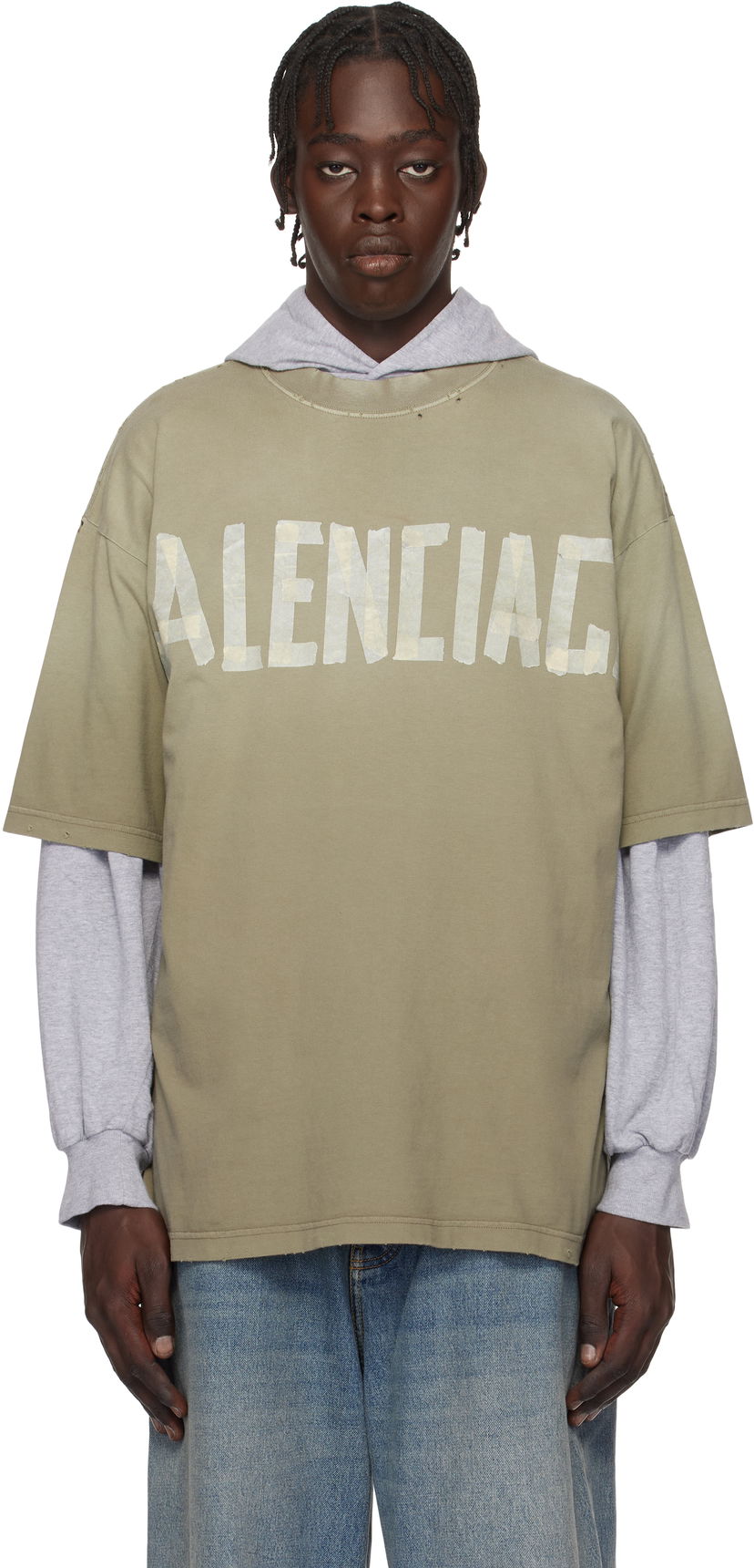 Футболка Balenciaga New Tape Type Medium Fit T-Shirt Зелений | 739784TOVA9