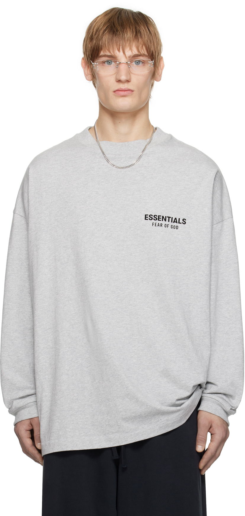 Cветр Fear of God Fear of God ESSENTIALS Jersey Long Sleeve T-Shirt Сірий | 125HO244378F