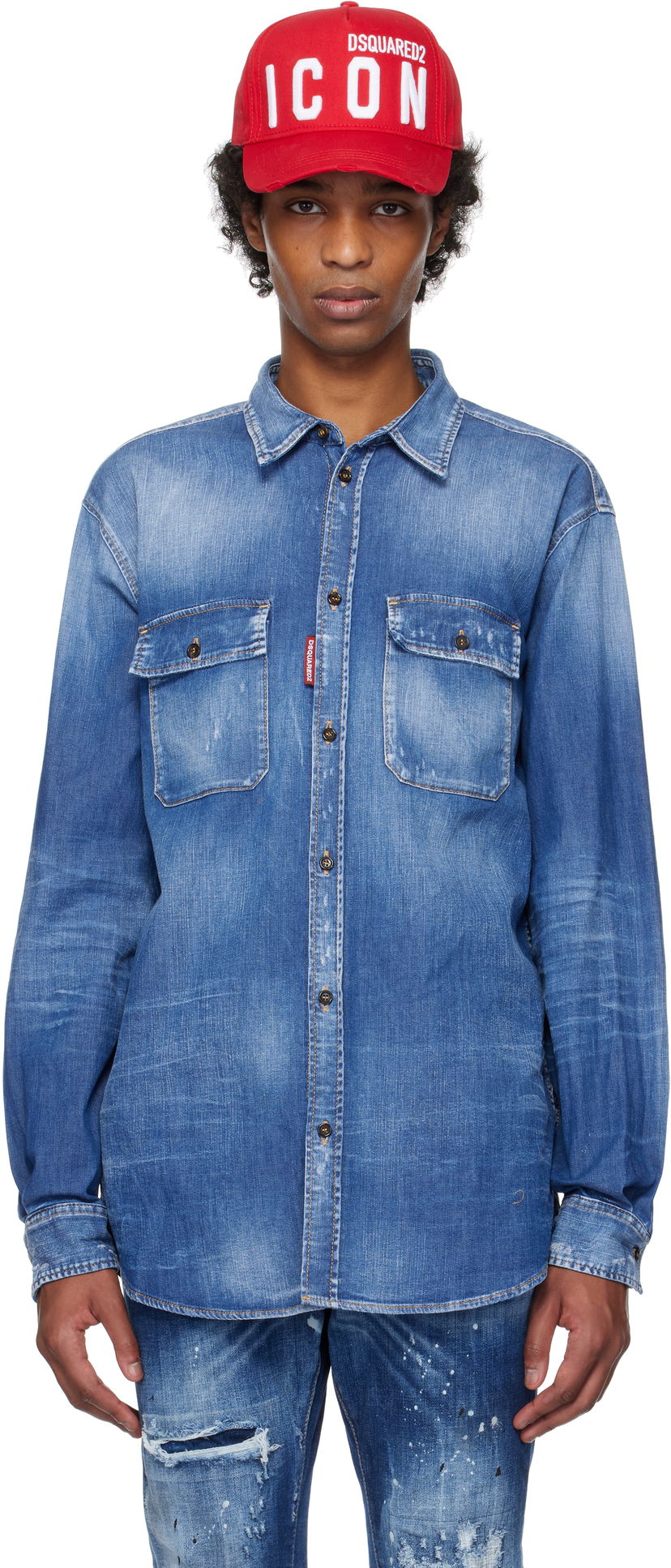 Сорочка DSQUARED2 Dsquared2 Dan Worker Pocket Denim Shirt Синій | S74DM0904_S30341