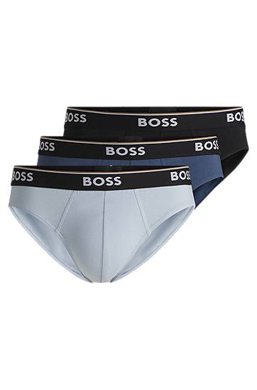 Боксери BOSS BOSS Stretch-Cotton Briefs, 3-Pack with Logo Waistbands чорний | 50531681