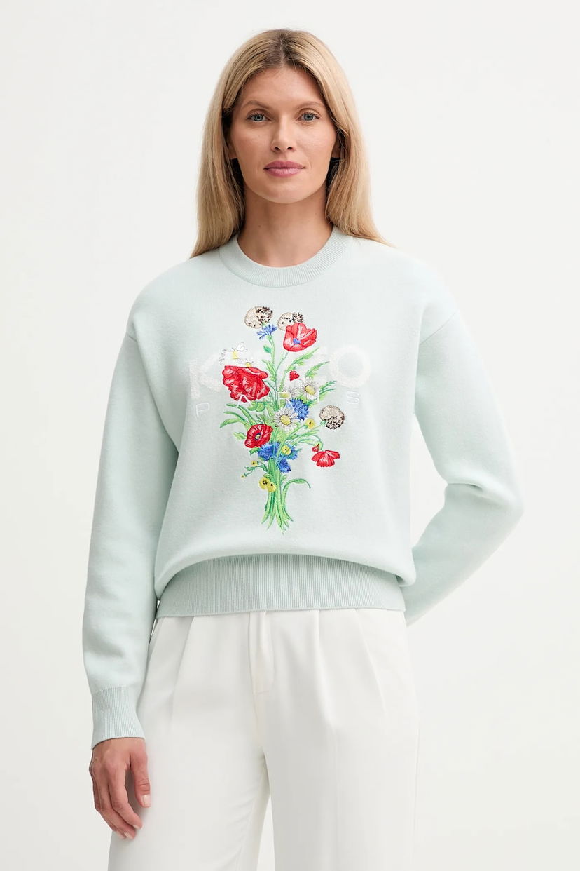 Cветр KENZO Kenzo Women's Floral Sweater Зелений | FF62PU7303BG