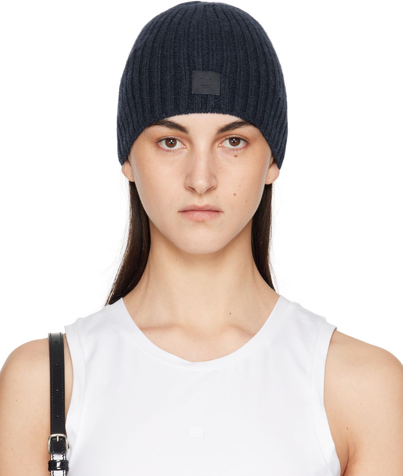 Шапка Acne Studios Acne Studios Knitted Beanie темно-синій | C40387-