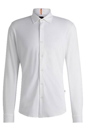 Сорочка BOSS Slim Fit Melange Cotton Piqué Shirt білий | 50519748