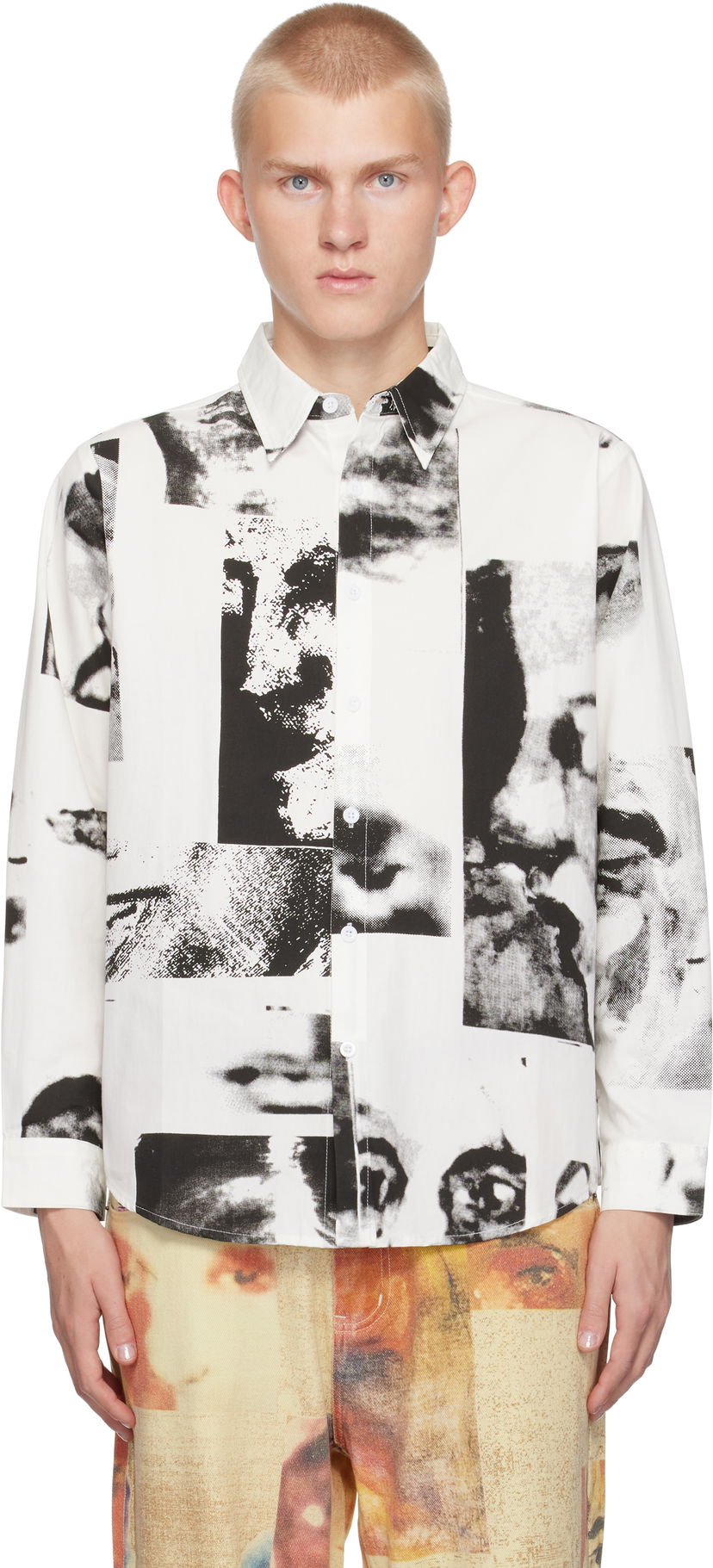 Сорочка KidSuper Collage Faces Shirt білий | AW24-LTP-14