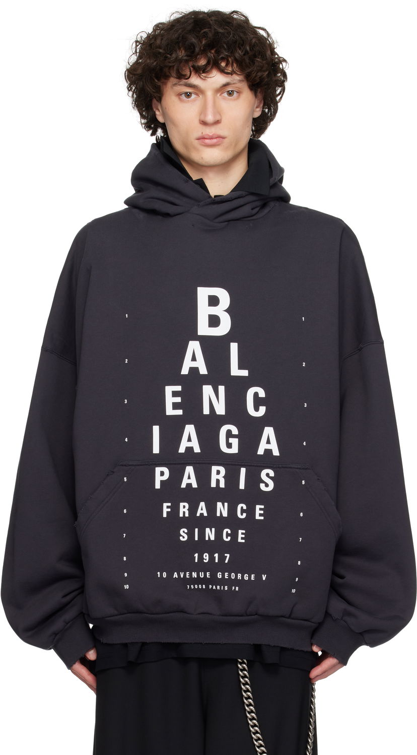 Світшоти Balenciaga Optical Large Fit Hoodie чорний | 803265TRVU7