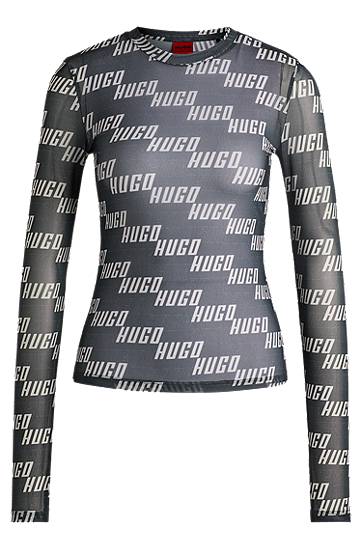 Футболка BOSS HUGO Stretch Mesh Logo-Print Top Сірий | 50534837