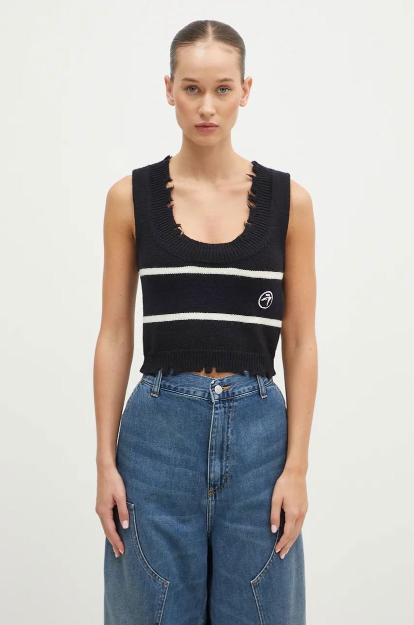 Cветр Ambush Destroyed Rib Round Neck Vest чорний | BWHT003F24KNI0011031
