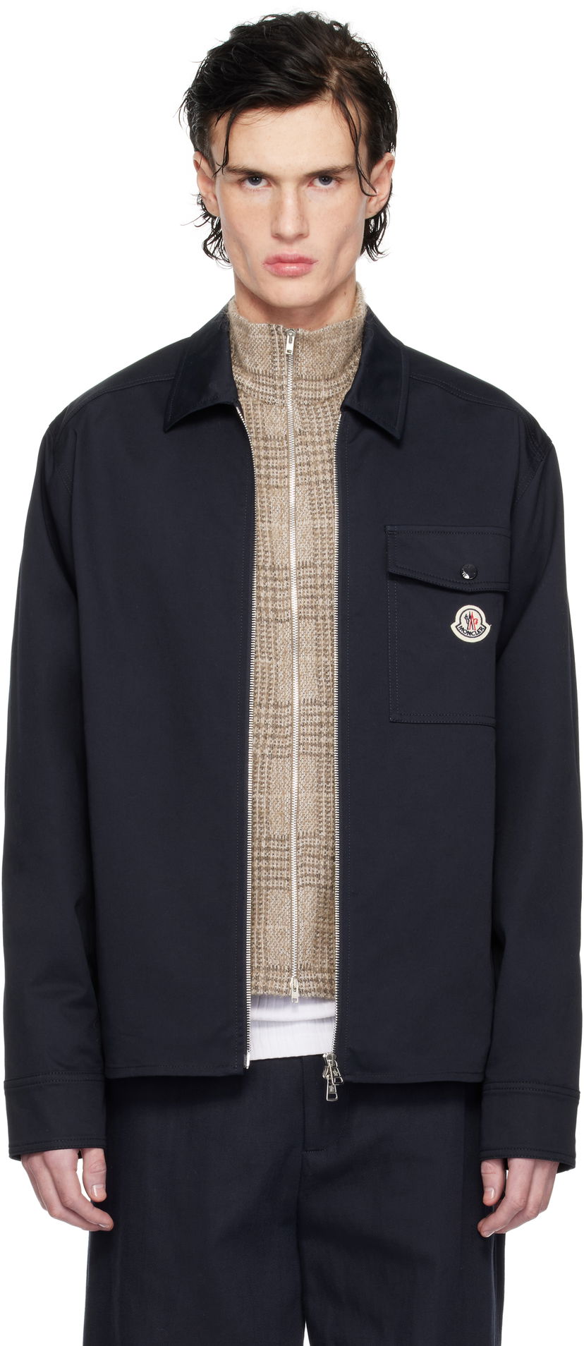 Куртка Moncler Cotton Gabardine Zip-Up Jacket темно-синій | K10912F0000557448