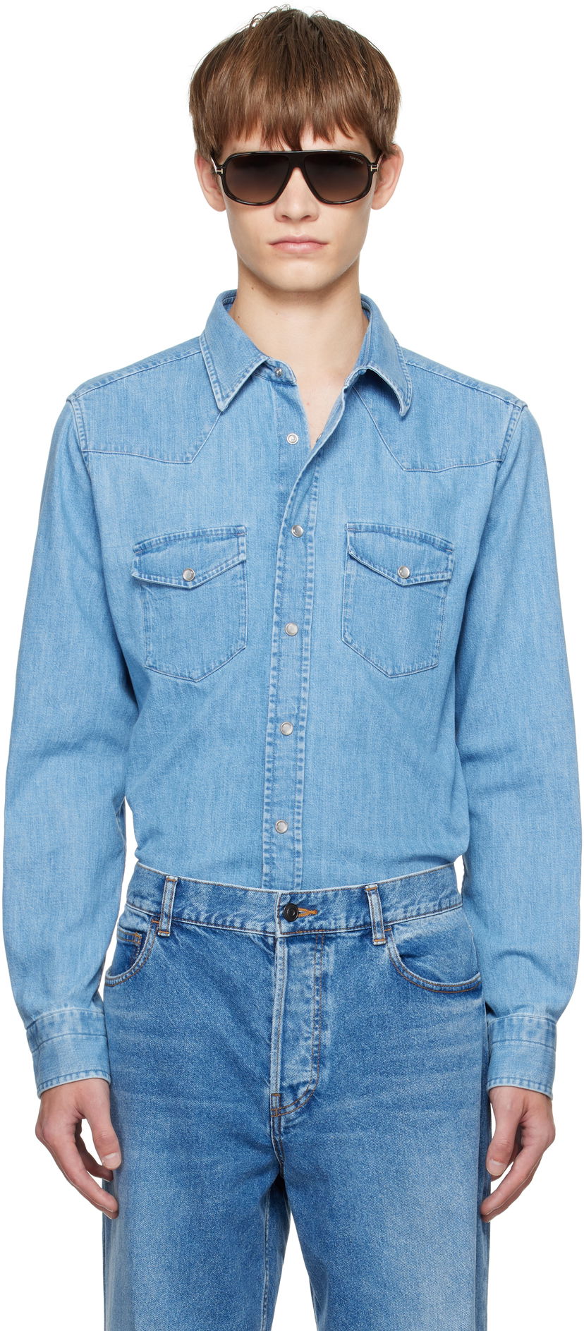 Сорочка Tom Ford TOM FORD Western Denim Shirt Синій | HDS001-FMC239