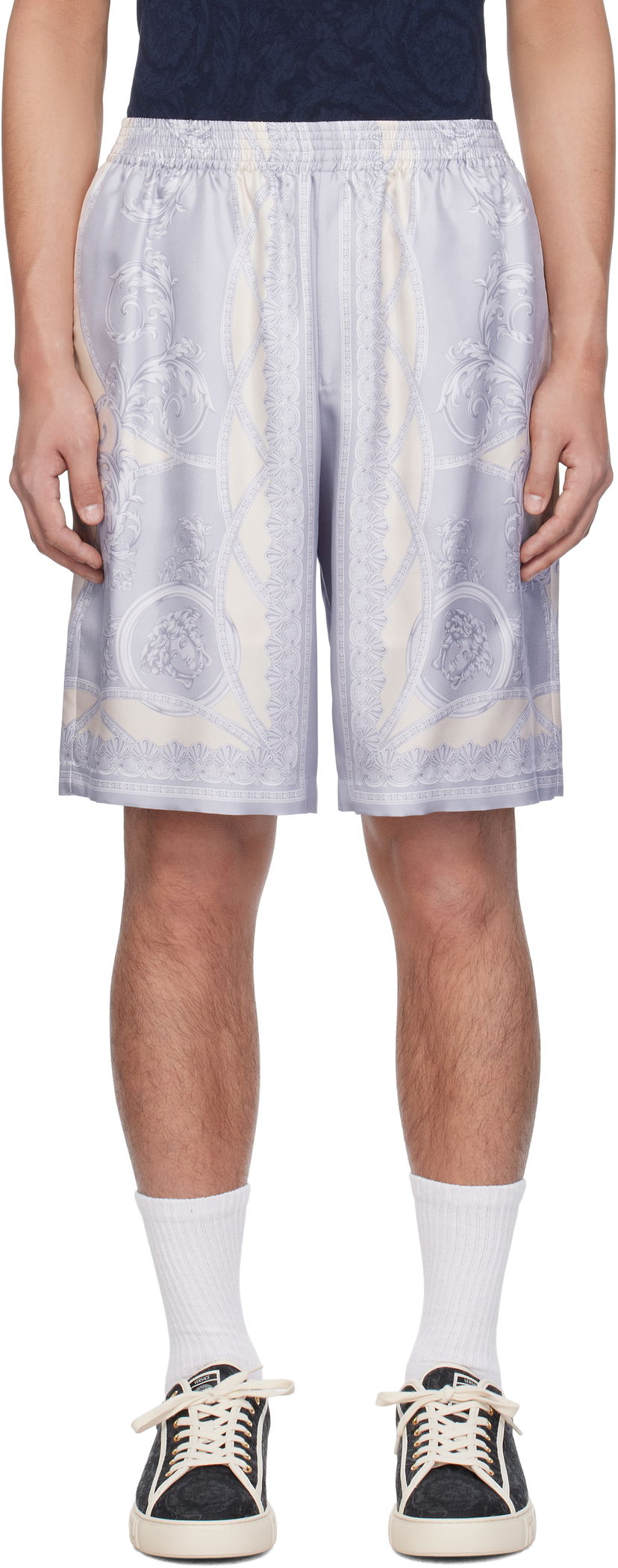 Шорти Versace Versace 'La Coupe des Dieux' Silk Shorts Фіолетовий | 1002476_1A11391