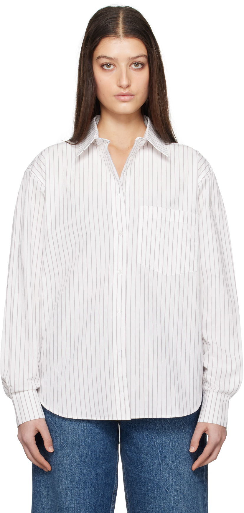 Сорочка Anine Bing ANINE BING Braxton Striped Button-Down Shirt білий | A-07-10842-MTL41