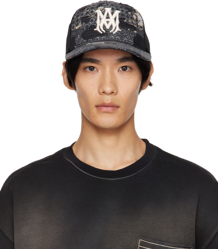 Кепка AMIRI AMIRI Bandana Repair Trucker Cap чорний | AMHATR1028