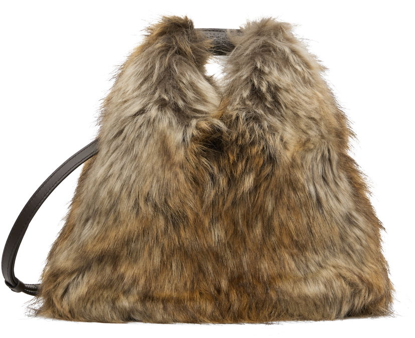 Сумочка Maison Margiela MM6 Maison Margiela Triangle Crossbody Faux-Fur Bag Коричневий | SB6WD0026P8486