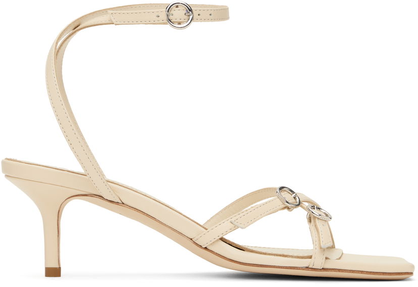 Аксесуари Aeyde Aeyde Libby Leather Kitten Heel Sandals бежевий | A11-HS-GAIS55TB172-SS25-100-007