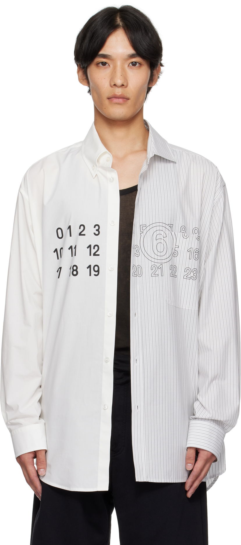 Сорочка Maison Margiela MM6 Maison Margiela Long Sleeve Shirt with Number Print білий | SH0DT0025 MTN085
