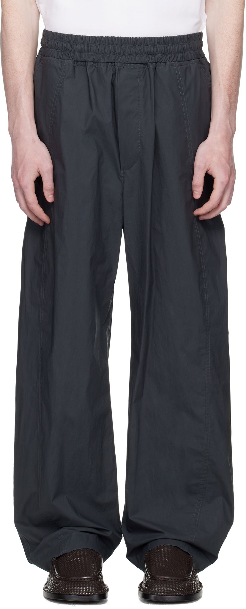 Штани Bottega Veneta Bottega Veneta Resinated Cotton Trousers Сірий | 826832V5D201592