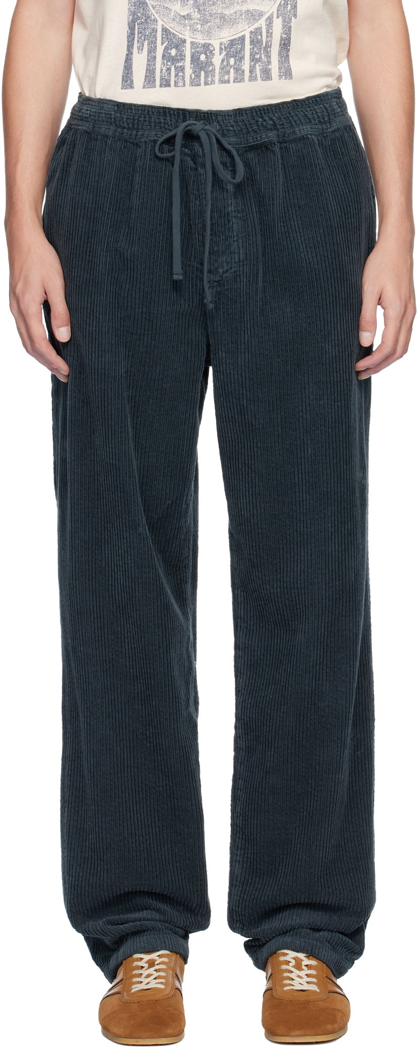 Штани ISABEL MARANT Nirlen Corduroy Drawstring Trousers темно-синій | 24HPA0468HA-B4G03H