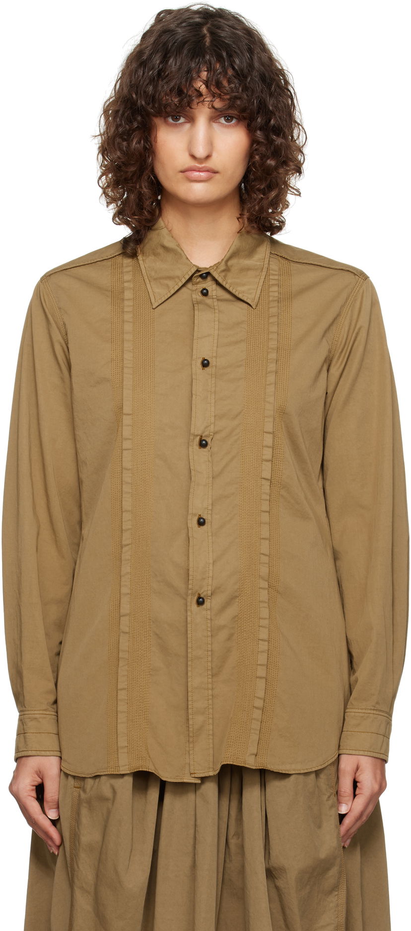 Сорочка LEMAIRE Lemaire Multi-Topstitch Fitted Shirt Коричневий | SH1109 LF1206