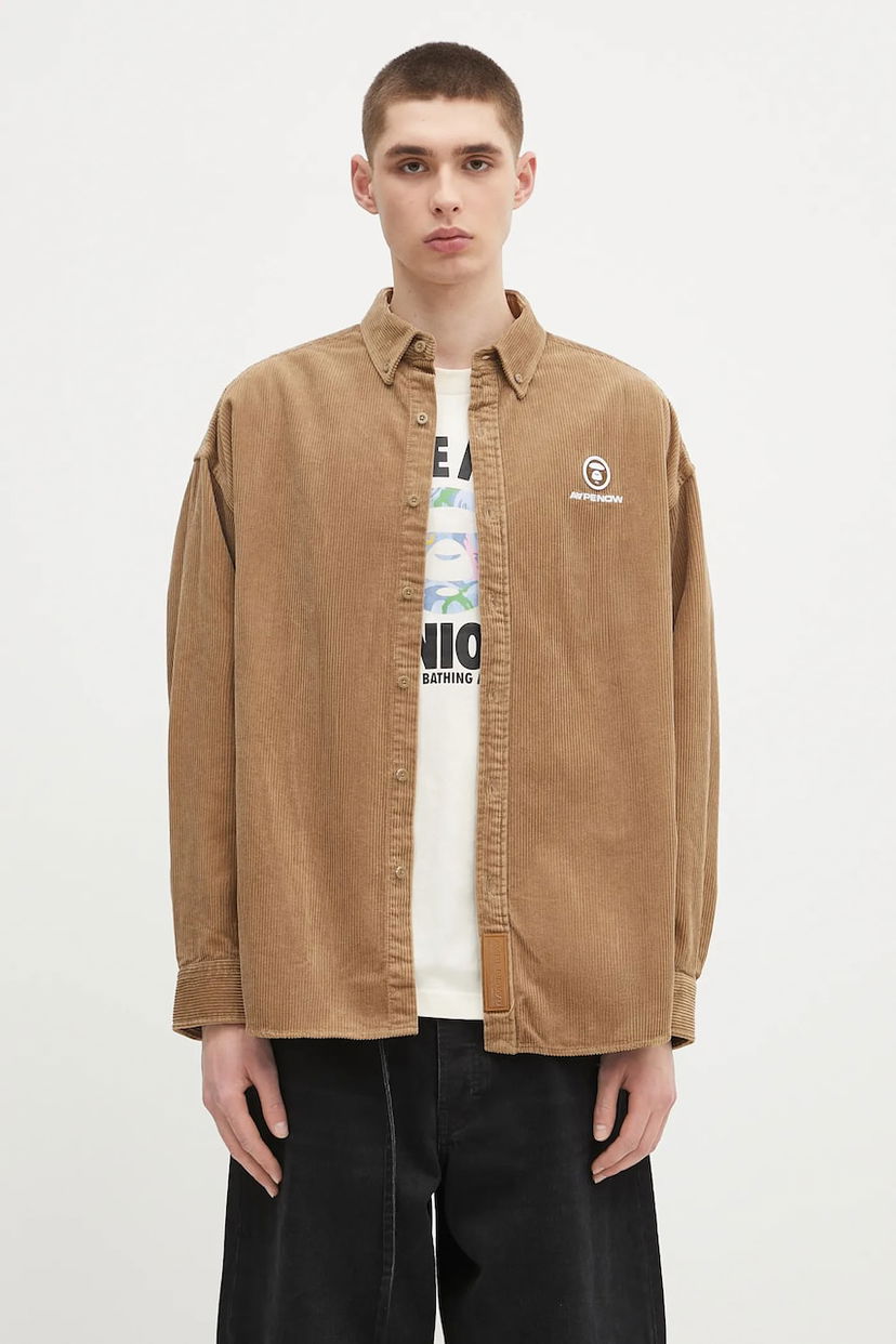 Сорочка AAPE by A Bathing Ape AAPE Now Long Sleeve Corduroy Shirt Коричневий | AAPSTM8499XXN