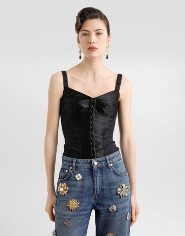Бюстгальтер Dolce & Gabbana Dolce & Gabbana Elastic Satin Bustier Top чорний | F7525TGDCMXN0000, 1