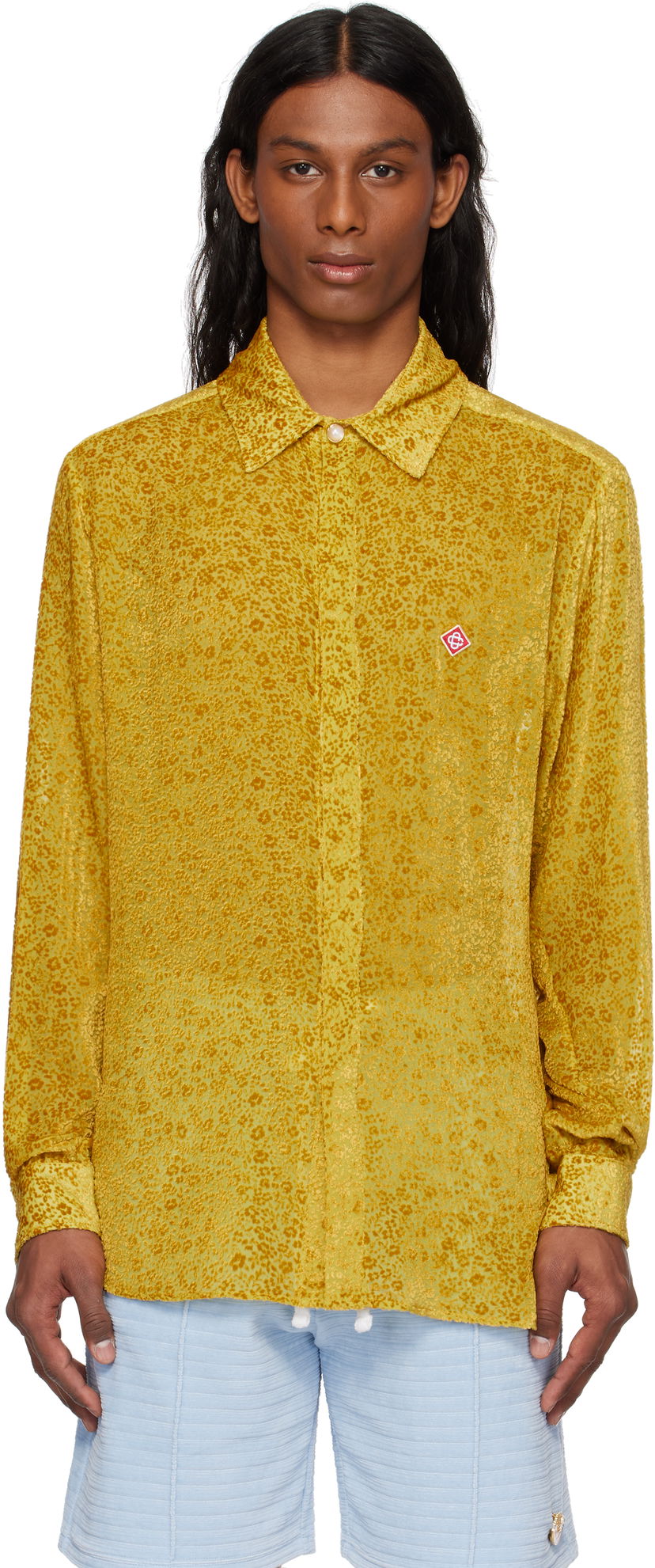Сорочка Casablanca Casablanca Floral Devoré Silk Shirt Жовтий | MS25-SH-174-01