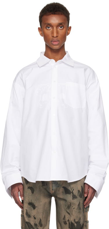 Сорочка We11done We11done Twisted Sleeve Button-Up Shirt білий | WD-SH3-24-110-U-WH, 0