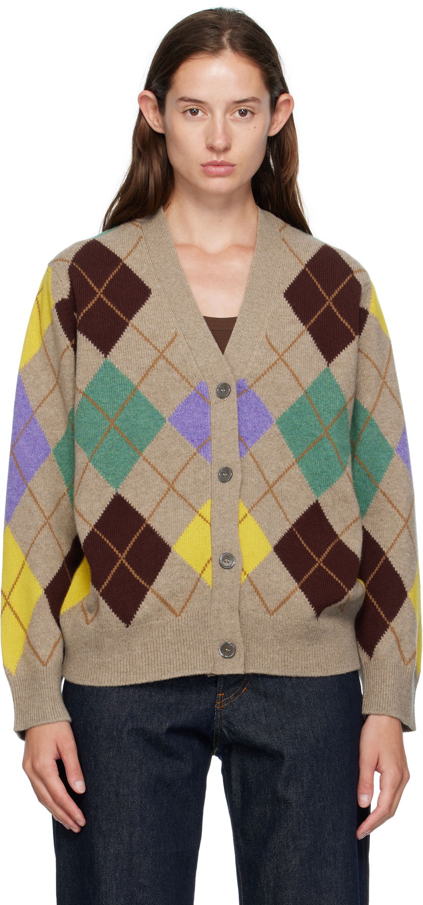 Cветр &Daughter &Daughter Ava Argyle Cardigan бежевий | WL24206