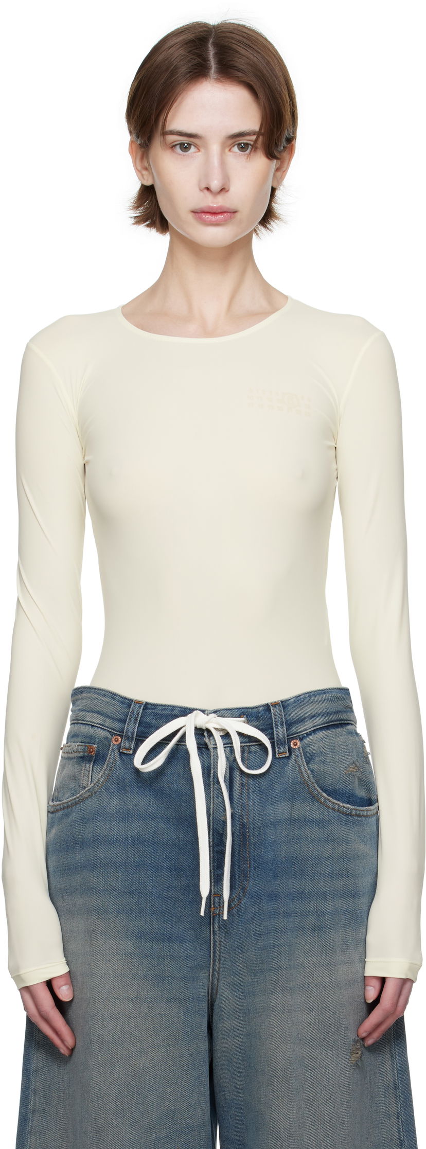 Боді Maison Margiela MM6 Maison Margiela Jersey Lycra Bodysuit бежевий | S62NA0077 S20518