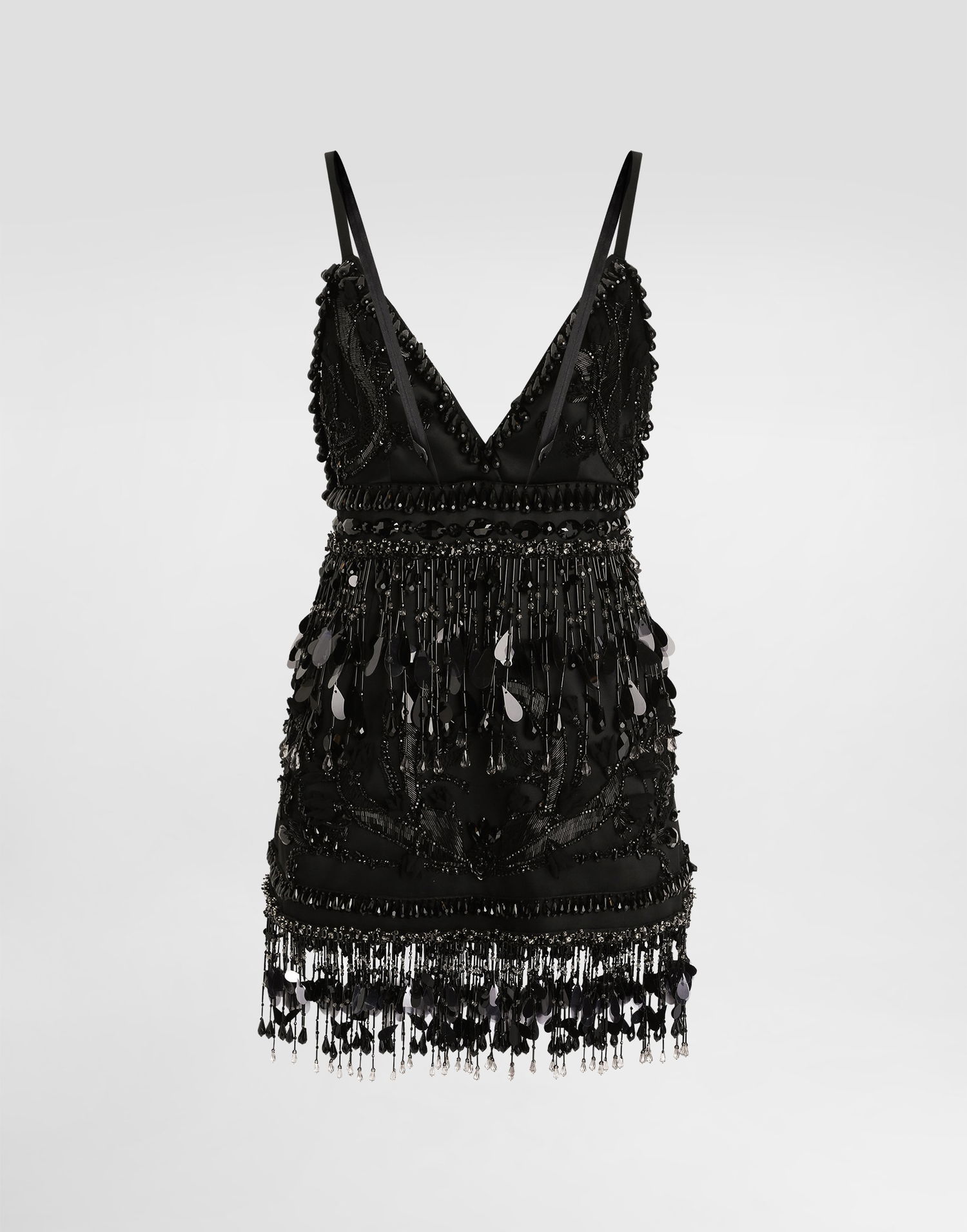 плаття Dolce & Gabbana Dolce & Gabbana Embroidered Satin Mini Dress with Beaded Fringe чорний | F60DKZGDDI8S8400, 0