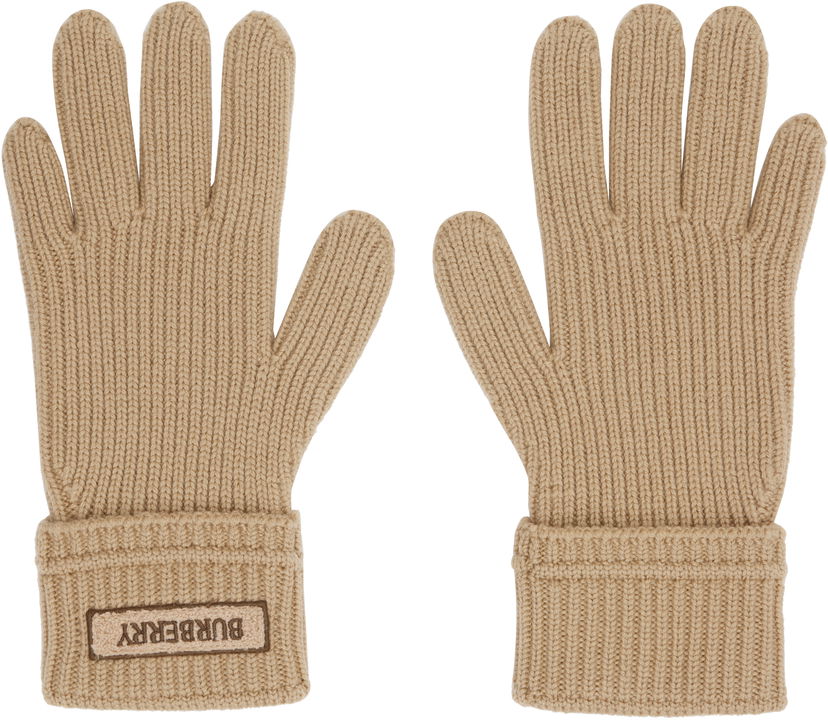 Рукавички Burberry Burberry Wool Gloves with Logo Patch бежевий | 8114594